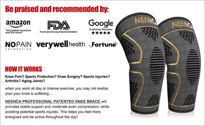 AYZA™ 2 Pack Knee Compression Sleeve, Knee Braces